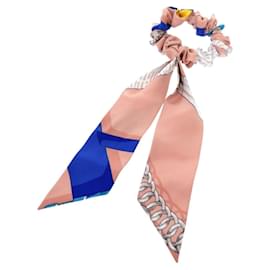Hermès-Étole en soie Bella d'Hermès-Rose,Bleu