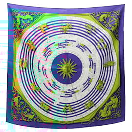 Hermès-Hermes HERMES Carre 90 DIES ET HORE Scarf-Blue,Multiple colors
