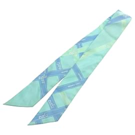 Hermès-Hermes Twilly Scarf in Blue Silk-Blue