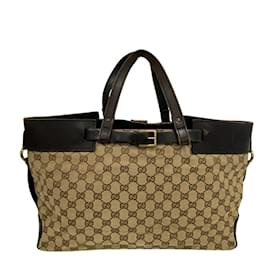 Gucci-Gucci GG Canvas Tote Shoulder Bag-Brown