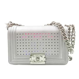 Chanel-Chanel Boy Chanel Chain Shoulder Bag-Silvery