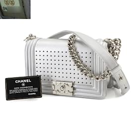 Chanel-Chanel Boy Chanel Chain Shoulder Bag-Silvery