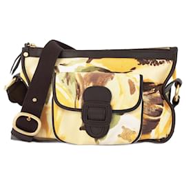 Céline-Celine Canvas Shoulder Bag-Yellow,Dark brown