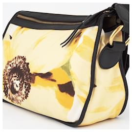 Céline-Celine Canvas Shoulder Bag-Yellow,Dark brown