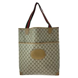 Gucci-Gucci Vintage Sherry Line Tote Bag-Brown,Beige