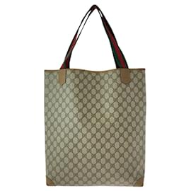 Gucci-Gucci Vintage Sherry Line Tote Bag-Brown,Beige