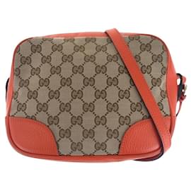 Gucci-Gucci GG Canvas Leather Shoulder Bag-Brown,Orange