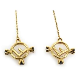 Fendi-Fendi Gold Metal Stud Earrings-Golden