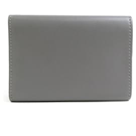 Balenciaga-Balenciaga Gray Leather Tri-fold Wallet-Brown