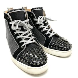 Christian Louboutin-Christian Louboutin Louis Spike High Top Sneakers-Black,Silvery