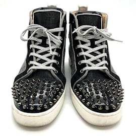 Christian Louboutin-Christian Louboutin Louis Spike High Top Sneakers-Black,Silvery