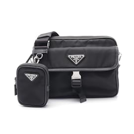 Prada-Prada Black Nylon Shoulder Bag-Black