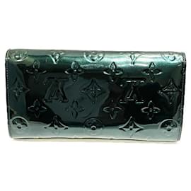 Louis Vuitton-Louis Vuitton Monogram Vernis Portefeuille Sarah M93667 Long Wallet-Black,Blue