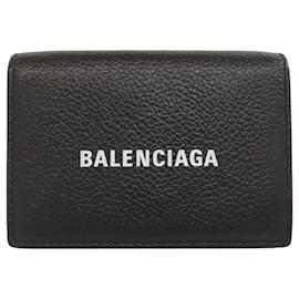 Balenciaga-Portefeuille en cuir à trois volets Balenciaga-Noir