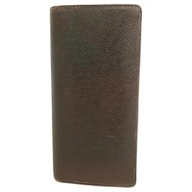 Louis Vuitton-Louis Vuitton Long Wallet Taiga Portefeuille Brazza M32578 Grizzly-Brown