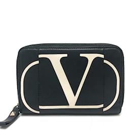 Valentino-Valentino V Logo Bi-Fold Wallet-Black,White