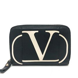 Valentino V Logo Geldbörse im Querformat Schwarz Weiß
