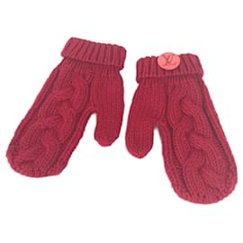 Louis Vuitton-Louis Vuitton Red Wool Mittens-Red