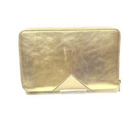 Céline-Celine Yellow x Gold Passport Case Long Wallet-Golden,Yellow