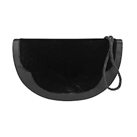 Fendi-Fendi Black Velvet Satin Shoulder Bag-Black