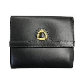 Céline-Celine Women's Tri-fold Leather Wallet-Black