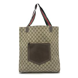 Gucci-Gucci Old GG Plus Webbing Line Tote Bag-Beige