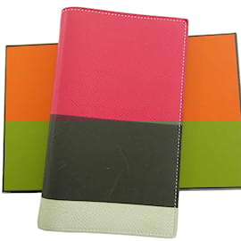Hermès-Hermes Leather Notebook Cover-Dark red,Eggshell