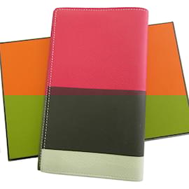 Hermès-Hermes Leather Notebook Cover-Dark red,Eggshell