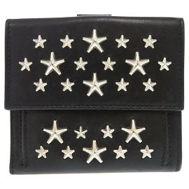 Portefeuille bi-fold en cuir Frida Star Stud de Jimmy Choo Noir