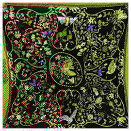 Hermès-Foulard plissé Twilly d'Hermès-Noir,Multicolore