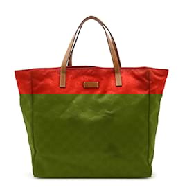 Gucci-Gucci GG Nylon Tote Bag-Brown,Red