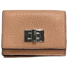 Fendi-FENDI Peekaboo Selleria Compact Tri-fold Wallet-Pink