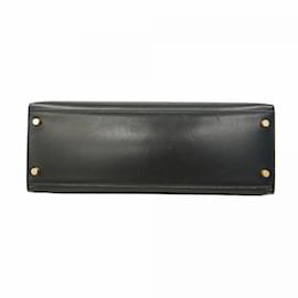 Hermès-Sac à main Hermes Kelly 32 en cuir de veau noir-Noir