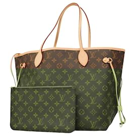 Louis Vuitton-Louis Vuitton Monogram Neverfull MM Tote Bag-Brown,Pink