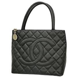 Chanel-Chanel Black Grained Calfskin Tote Bag-Black
