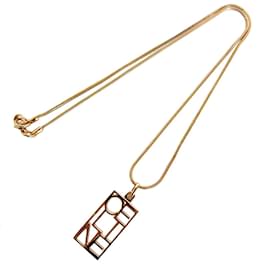 Céline-Celine Pink Gold Metal Necklace-Golden