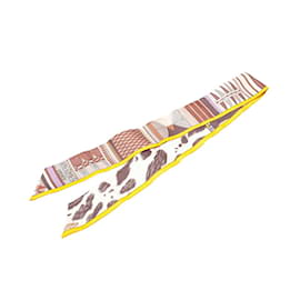 Hermès-Hermes Twilly Pelages et Camouflage Scarf-Brown,Multiple colors,Yellow