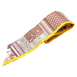 Hermès-Écharpe Hermès Twilly Pelages et Camouflage-Marron,Multicolore,Jaune