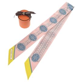 Hermès-Hermes Twilly Lift Profile Silk Scarf-Pink