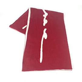 Versace-Versace Bicolor Wool Stole-White,Red