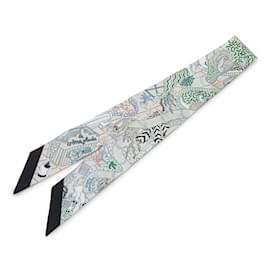 Hermès-Écharpe Muffler Hermes Twilly SPRASH PARK-Marron,Multicolore