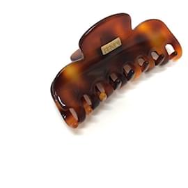 Fendi-Fendi Brown Plastic Hair Clip-Brown