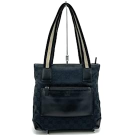Gucci-Gucci GG Canvas and Leather Tote Bag-Black
