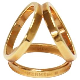 Hermès-Anneau de foulard en or Hermes-Doré