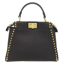 Fendi-Fendi Mini Peekaboo Studded Handbag-Black