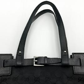 Gucci-Gucci GG Canvas and Leather Tote Bag-Black