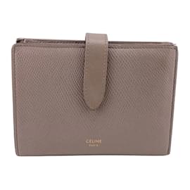Céline-Celine Medium Strap Bi-fold Wallet in Beige-Beige