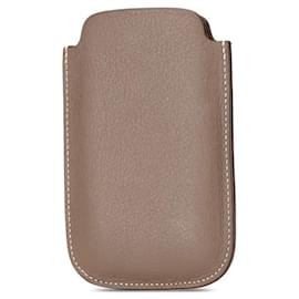 Hermès-Hermes Card Case in Etoupe Gray-Brown,Taupe