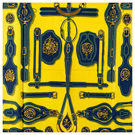 Hermès-Écharpe Hermes Carre 90 HARNAIS DES PRESIDENTS-Multicolore,Jaune
