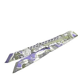 Hermès-Hermes Twilly Scarf in Pink and Green-Pink,Multiple colors,Green